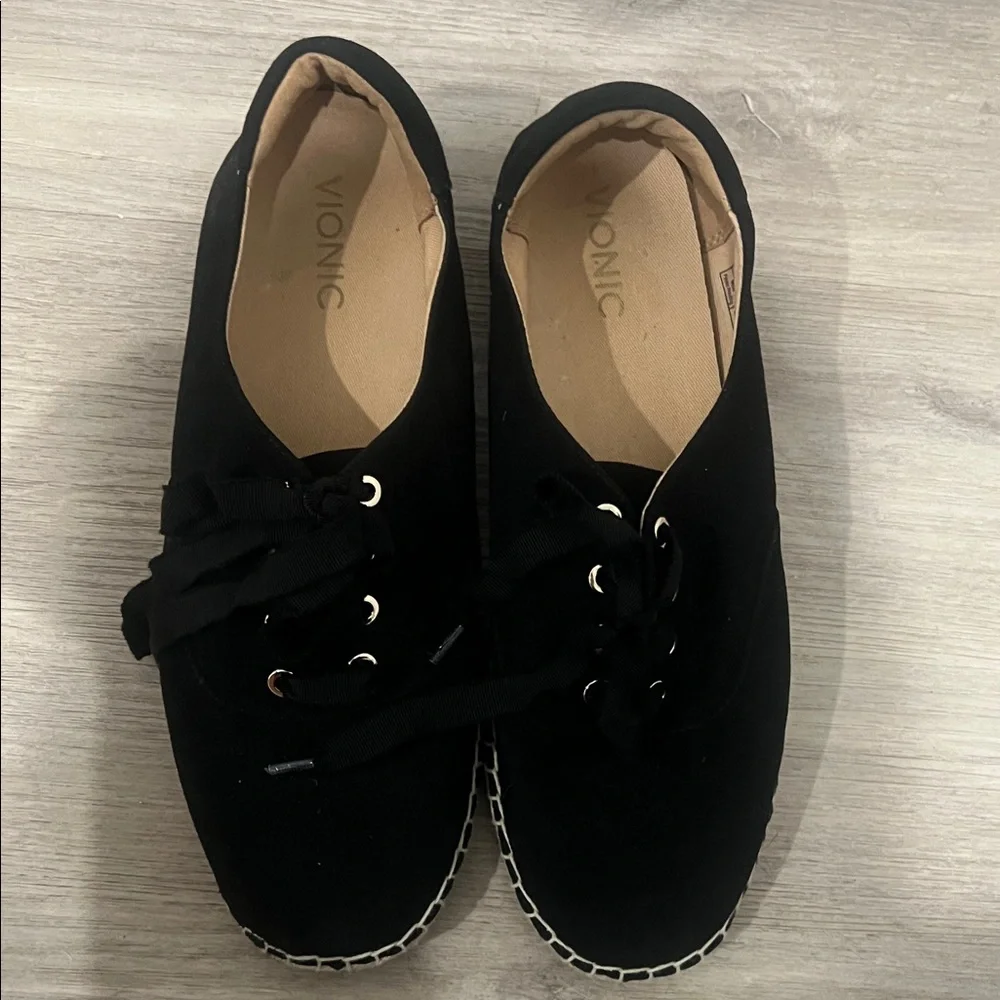 Vionic Black Casual Lace-Up Espadrilles, Women's Size 11